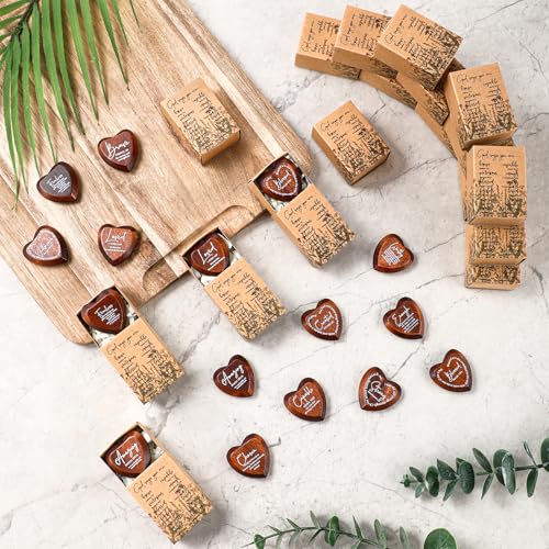 Yalikop 24 Sets Christian Gift Bulk Wooden Scripture Hearts, Dark Brown - color: Dark Brown
