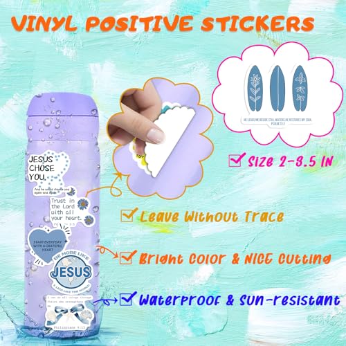 52PCS Blue Watercolor Bible Stickers - Serene Scripture Decals, Waterproof Christian Journaling Stickers for Women’s Journals, Laptops & Water Bottles (Tranquil Faith Gifts) - color: Blue Bible