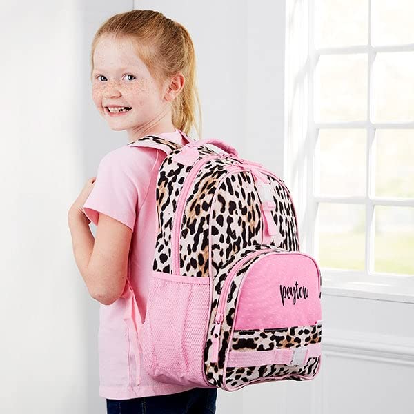 Personalization Universe and Stephen Joseph Personalized Leopard Backpack for Girls - Custom Kids Backpack with Name - Preschool & Toddler Size, 12" x 16 - style: Leopard Print