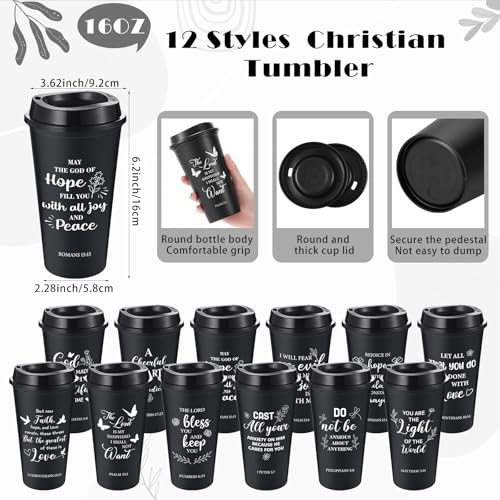 Skylety 12 Set Christian Gifts Bulk Scripture Cup Set, Black - color: Black