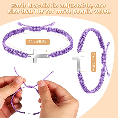 Jadive 12 Pcs Christian Handmade Cross Bracelets Bulk - color: Colorful