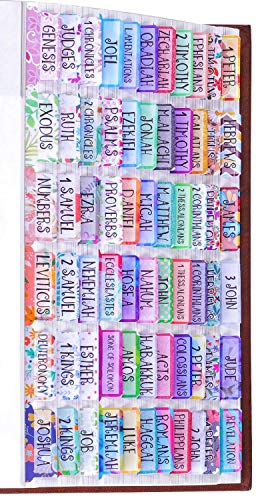 Colorful Floral Bible Tabs Laminated with Matte Film, Cute Bible tabs for Women and Girl, 90 Bible Index tabs in Total, 66 tabs for Old and new Testament, Additional 24 Blank tabs - color: Pink