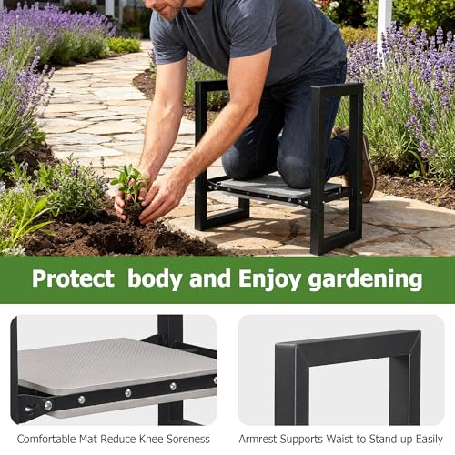 LLARGUEST Garden Kneeler and Seat,Heavy Duty Foldable Kneeling Chair with Handle,Comfortable Wide 12" Garden Kneeling Pad, Gardening Gifts for Seniors Outdoor Planting, Camping, Fishing