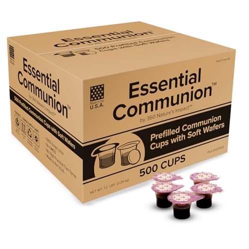 360 Nature's Impact Disposable Prefilled Communion Cups and Wafer Set with Concord Grape Juice, Elements for Church, Home, and Hospital Services, Holy Eucharist Supplies, 500 Count - size: 500 Count