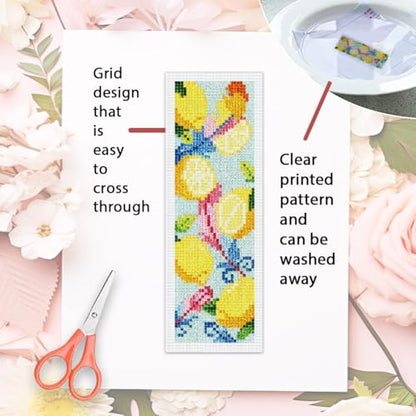 ORIGACH 6 Pack Lemon & Feather Cross Stitch Kit - style: Fresh Lemon & Feather