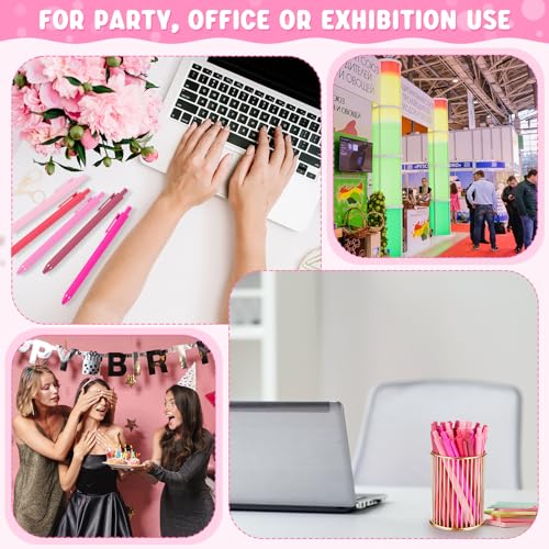 100 Pcs Ballpoint Gel Pens Bulk Retractable, Pink Series - style: Pink Series