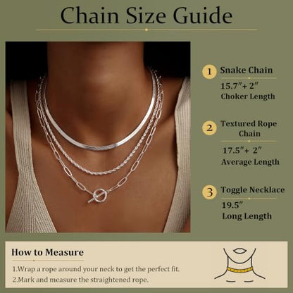 Freekiss 3-Piece Layered Toggle Necklace for Women - color: 3-Piece Paperclip Silver