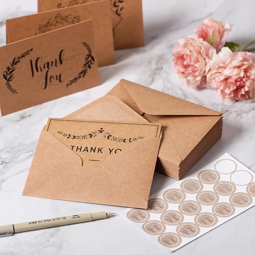 Mr. Pen- Thank You Cards with Envelopes, Brown Kraft Paper, 18 Pack, 4 x 6, Blank Inside, 6 Designs, Thank You Cards, Thank You Notes, Thank You Cards Bulk,Thank You Note Cards - color: Brown Kraft