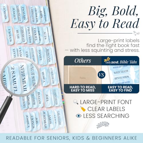 90 Christian Bible Tabs for Women, Men, Kids - Sky Blue Marble - color: Sky Blue Marble