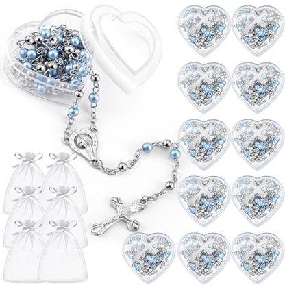 ROCEEI Catholic Rosary Necklace with Crucifix 4mm Beads - color: Blue