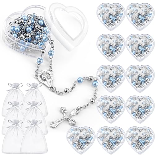 ROCEEI Catholic Rosary Necklace with Crucifix 4mm Beads - color: Blue