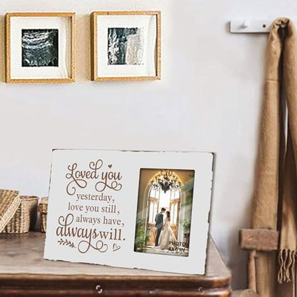 EXQUIDECA Wooden Rustic White Engraved Love You Picture Frames 4x6 Inches - color: white love you still