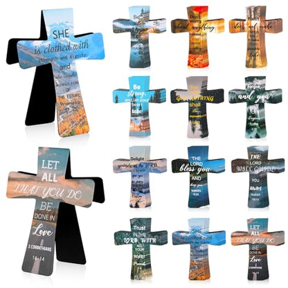 Resurhang 48 Pcs Magnetic Bookmark Cross Bible Verse Marker, Landscape - style: Landscape