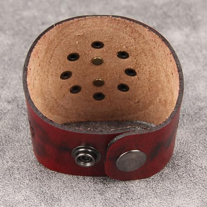 GelConnie Punk Leather Cuff Bracelet Adjustable Straps Wrap Bracelets Arm Armor Cuff Gothic Leather Wristbands for Men, Women - color: MLPB106-Red