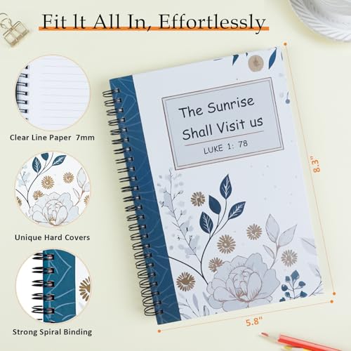 Christian Journals for Women - Spiral Bible Notebook for Her| Prayer & Bible Journaling for Women, Cute Floral Writing Church Notes Notebook & Inspirational Religious Gift for Christians, Luke 1:78 - color: 1-Christian-Notebook