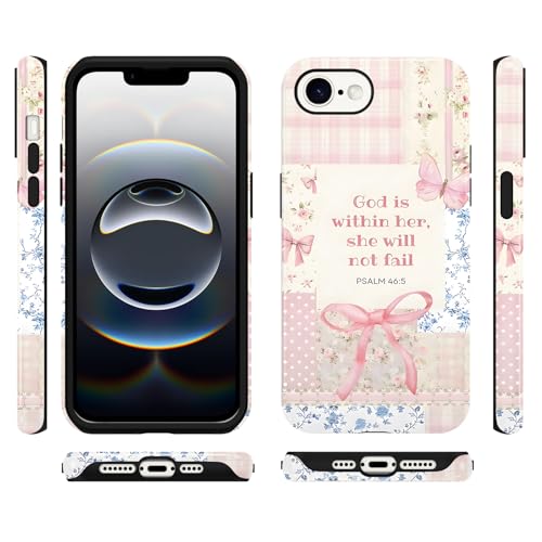 Cute Jesus Bow Collage Phone Case for iPhone 16e/iPhone 17e 6.1'' - color: Bible verses pink bow, size: iPhone 16e/iPhone 17e