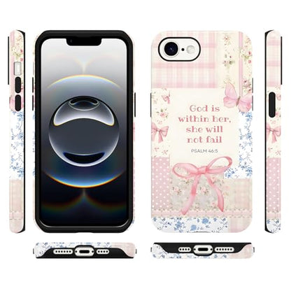 Cute Jesus Bow Collage Phone Case for iPhone 16e/iPhone 17e 6.1'' - color: Bible verses pink bow, size: iPhone 16e/iPhone 17e