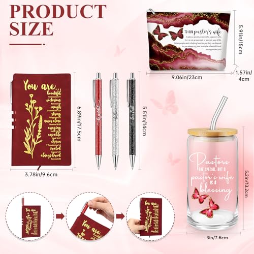 Funnymoom 6 Pcs Pastor Gift Set Tumbler Journal Pens Red - color: Red, size: Pastor's Wife