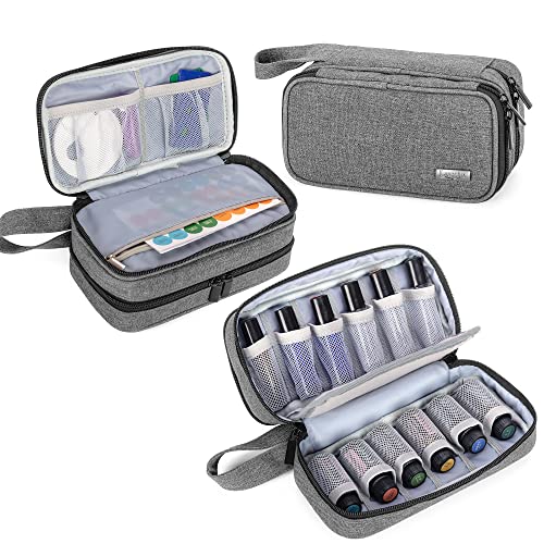 LUXJA Double-Layer Essential Oil Case Holds 12 Bottles, Gray - color: Gray