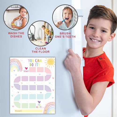 10 Reward Chart with 206 Golden Star Stickers-Boho Rainbow Theme -Incentive Chart,Positive Behavior Reward Chart for Kids,Toddler Homework Assignments, Attendance(8"X10")-A03 - color: Rainbow