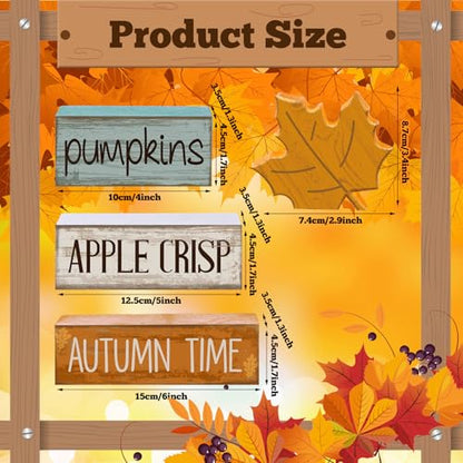 Lineshading 4 Pcs Fall Table Decor for Home, Wooden Maple Leaves Block Sign - style: Autumn Maple Leaf
