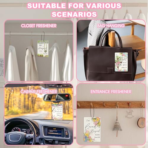 4 Pcs Christian Car Air Fresheners,Floral Bible Verse Car Accessories - color: garden