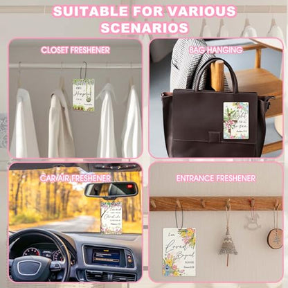 4 Pcs Christian Car Air Fresheners,Floral Bible Verse Car Accessories - color: garden