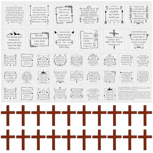 Fanfanwin 38 Sets Prayer Quilt Squares with Crosses, Cute, Brown - color: Brown, style: Cute