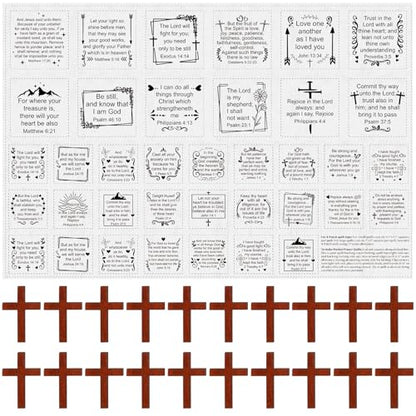 Fanfanwin 38 Sets Prayer Quilt Squares with Crosses, Cute, Brown - color: Brown, style: Cute