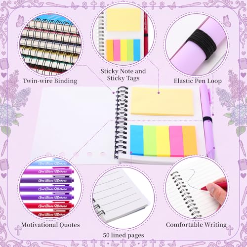 10 Sets Mother's Day Christian Gifts Bulk Bible Verse Spiral Notebooks with Sticky Note Religious Ballpoint Pens Prayer Journal Church Gifts for Mamas Mom Women Mother's Day