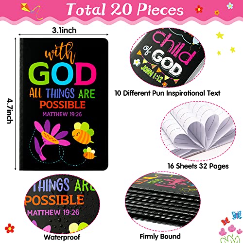 20Pcs Back to School Bible Verse Notepad, Inspirational Notebooks - style: Black