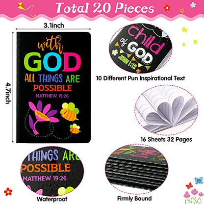 20Pcs Back to School Bible Verse Notepad, Inspirational Notebooks - style: Black