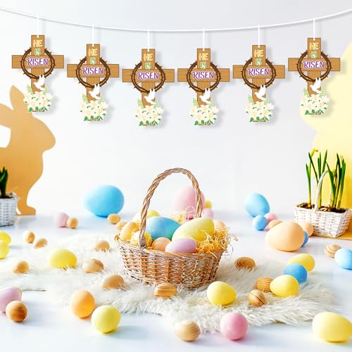 Haooryx Easter Thorns Cross Craft Kit - 28 Pack Make Your Own Jesus Resurrection Cross He is Risen Ornament Jesus Crown of Thorns Faith Thankful Craft for Church Sunday School Christian Easter Party - style: Thorns Cross