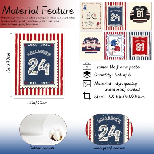 SHRNGCK Preppy Hockey Posters Set of 6 Teen Boys Sports Jersey Wall Art Vintage Hockey Quotes Canvas Print Aesthetic for Living Game Room Bedroom Dorm 12x16 Unframed - color: Ball, size: 16"L x 12"W