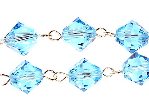 Catholic Communion Rosary Bracelet Created with Swarovski® Crystals, Glass - color: Aquamarine - March