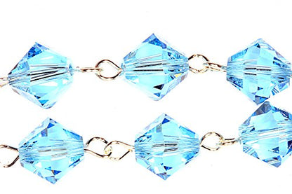 Catholic Communion Rosary Bracelet Created with Swarovski® Crystals, Glass - color: Aquamarine - March
