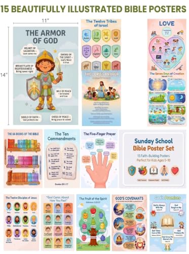 Mr. Pen- Sunday School Bible Poster Set, 11x14 Inches, 15 Posters
