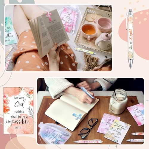 AmazingSpark 96 Pcs Christian Gifts Bulk for Women Include Magnetic Cross Bookmarks, Mini Bible Verse Notepads, Scripture Ballpoint Pens, Religious Small Notebooks Gifts Prizes Party Favor(Watercolor) - style: Watercolor