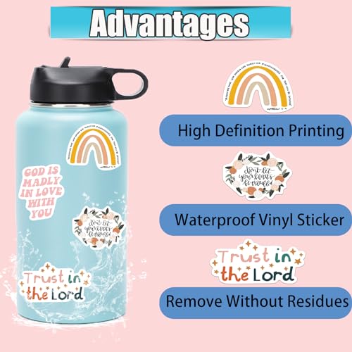 Christian Jesus Stickers 50PCS, Vinyl Waterproof Boho Aesthetic Bible Stickers for Water Bottles Laptop Phone Journaling Guitar