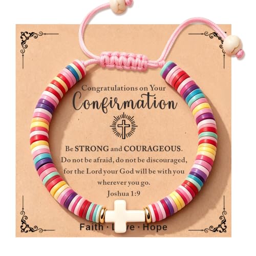 TAGOMEI Cross Bracelet Baptism Gifts for Girl Kids Women Christian Gifts - color: Pink, Confirmation