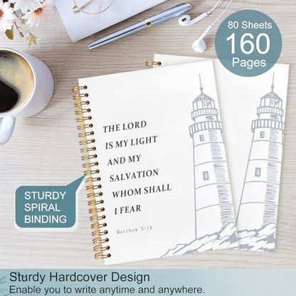 Nautical Lighthouse Christian Spiral Notebook 5.5x8.3 - color: White Nautical Lighthouse Christian