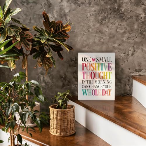 RTVJTERQ Positive Quote Canvas Wall Art, Thoughtful Uplifting Gift, One Small Positive Thought Print, 8x10 Inches Ready to Hang, Office Bedroom Home Decor - color: Quote 04