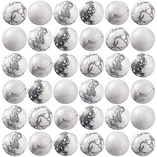 100Pcs Natural Stone Beads 8mm White Howlite Round Gemstone Loose Beads with Elastic Bracelet String for Bracelets Necklace Jewelry Making - color: White Howlite, size: 8mm