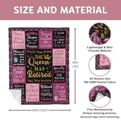 Lcobion Retirement Gifts for Women, 2026 Retirement Gifts Blanket 60" X 80" - color: Retirement Gifts, size: 60"*80"