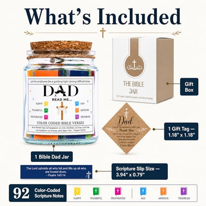 Solmay Bible Verse Jar for Dad, 92 Scripture Prayer Cards - color: Bible Verses Jar For Dad