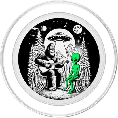 Bigfoot Plays Guitar Sasquatch Camping Big Foot UFO Alien PopSockets PopGrip for MagSafe - style: Magnetic PopGrip