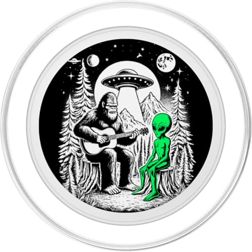 Bigfoot Plays Guitar Sasquatch Camping Big Foot UFO Alien PopSockets PopGrip for MagSafe - style: Magnetic PopGrip