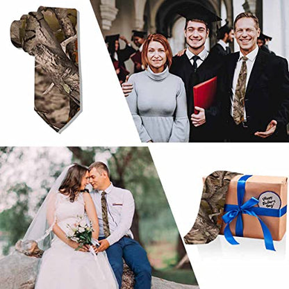 Black Dots Men's Neckties Retro Classic Circle Geometry Men's Tie for Mens Teens Business Work Casual Wedding Party - color: Camo Trees