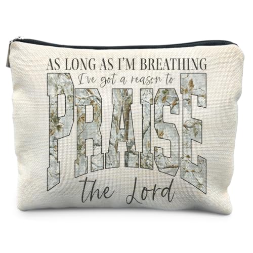 Christian Makeup Bag, Christian Religious Gifts, Praise the Lord Bible Verse Scripture Cosmetic Bag Canvas Toiletry Zipper Pouch for Women - color: PRAISE THE LORD 2
