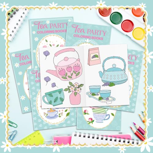 Bulk Tea Party Coloring Books, 24Pcs Tea Time Mini Drawing Booklet for Kids - style: Tea Party